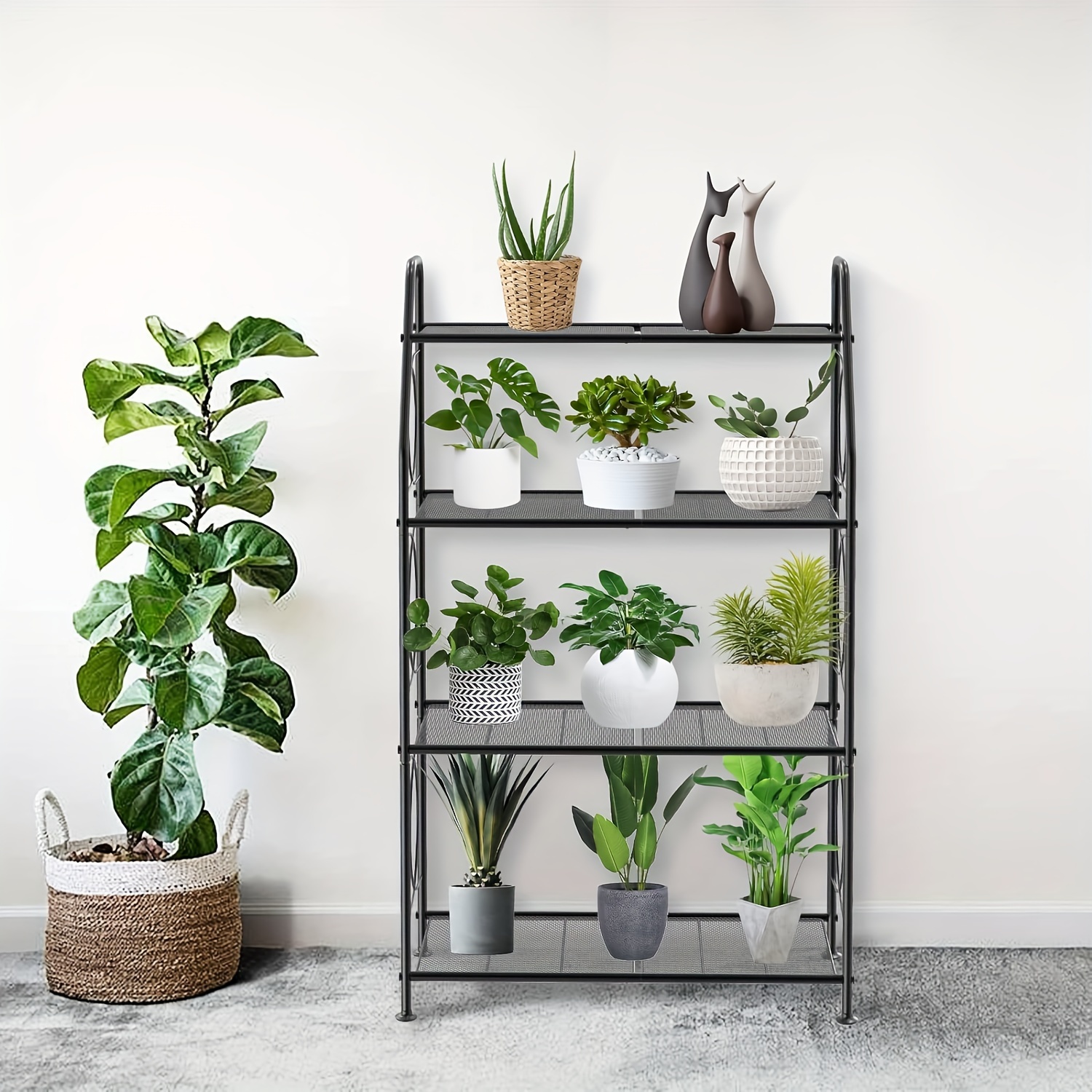 BTGGG Outdoor Plant Stand 3 Tier Foldable Metal Plant Stand Storage