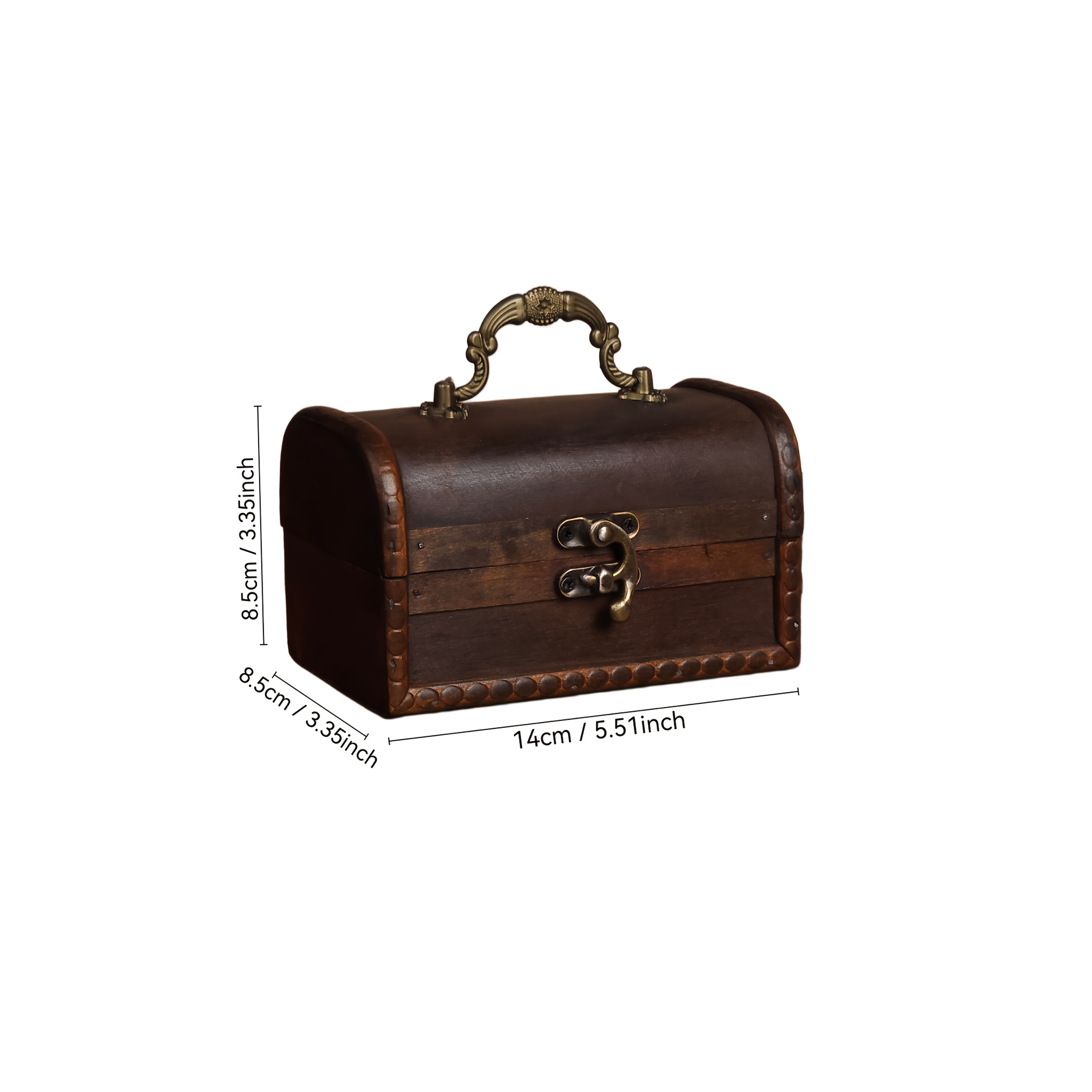 Image of 1pc Vintage Wood Jewelry Box With Lockable Lid & Arched Lid Suitable For Rings, Keys, Trinket Case, Portable Organizer For Home Office Desk Decor, Decorative Keepsake Storage For Rings & Keys