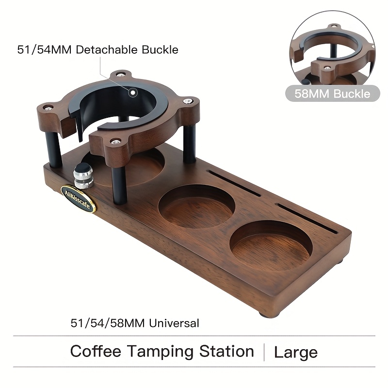 Image of 1pc Coffee Portafilter Holder Espresso Tamper Station Bear Walnut Wood Tamper Holder With Replaceable Gasket To 51mm 54mm 58mm Portafilters Tampers Distributors Coffee Additions