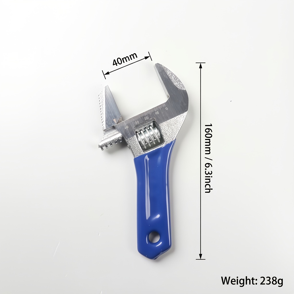 TEMU Wide Opening 0-40mm Multi-functional Adjustable Wrench, Short Handle, Deep Non-slip Sleeve, Durable Rust-resistant Alloy Steel, Tight Spaces,