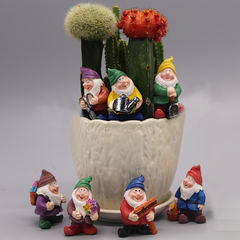 

7-piece Mini Gnome Figurine Set - Charming Fairy Garden & Bonsai Decor, Pvc Crafted, Perfect For Outdoor Patio, Lawn, And Tabletop Display - Ideal Halloween & Christmas Gift