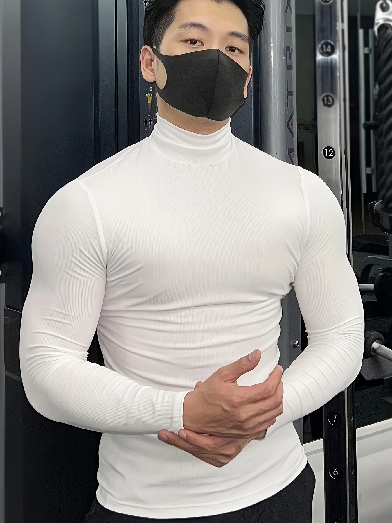 maglietta a maniche lunghe fit scollo a tinta Temu Italy