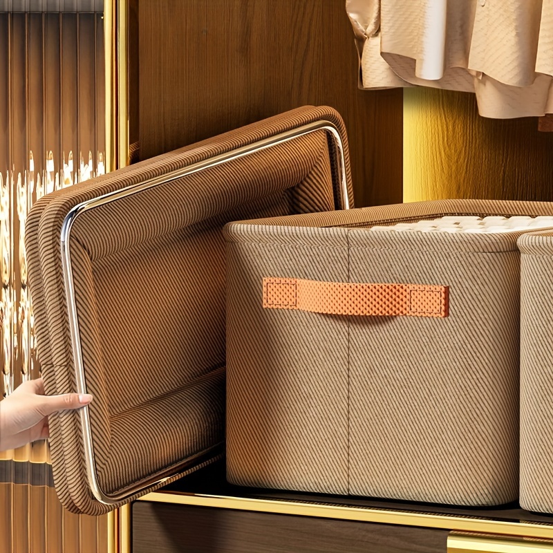 

Versatile Foldable Storage Organizer With Handles - Canvas Clothes & Bedding Box For Wardrobe, Drawer Organization, And Toy Storage