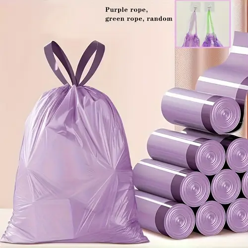 100pcs drawstring purple garbage bags high quality plastic garbage bag colorful garbage bag suitable for kitchen bathroom bedroom living room home use portable trash