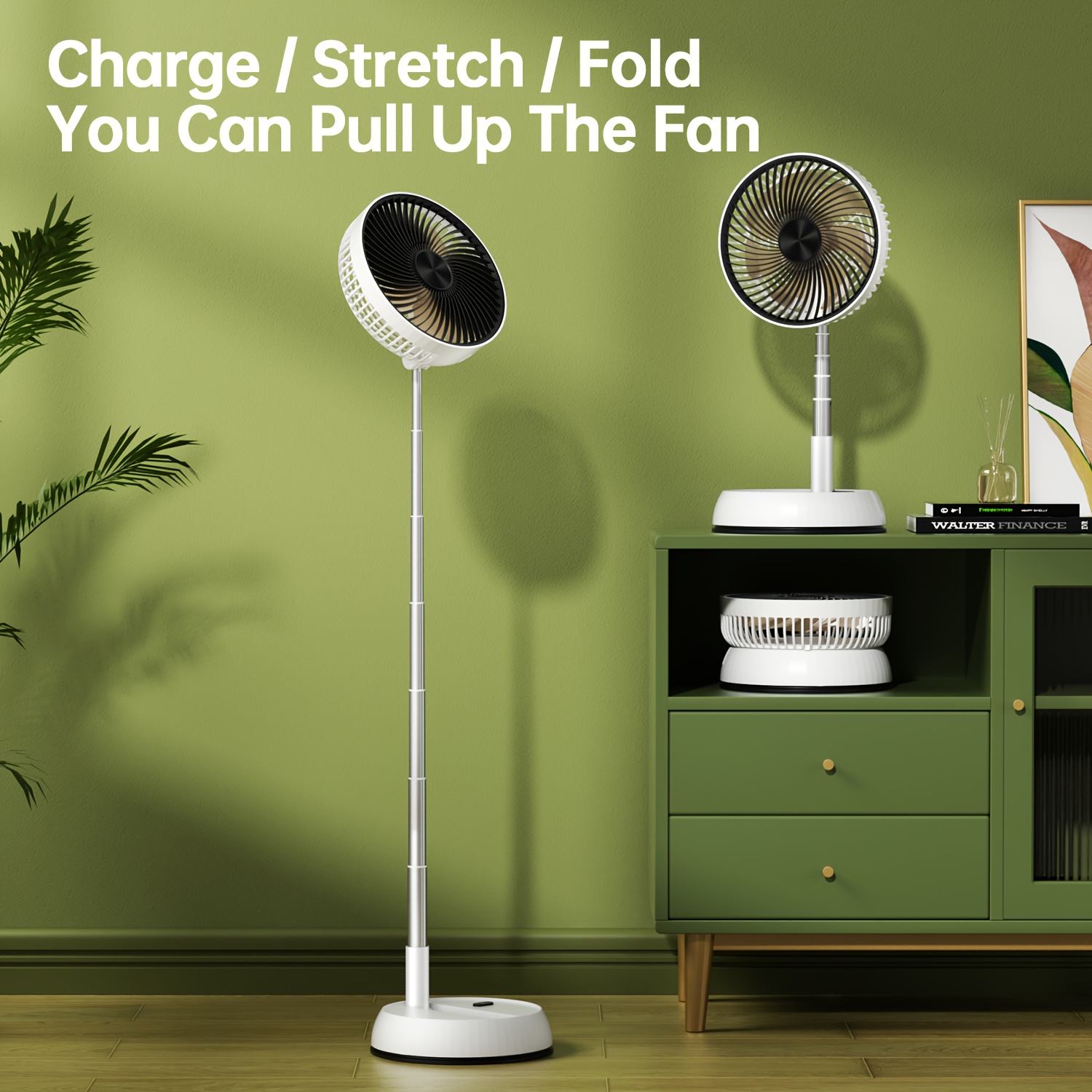 7200Mah Retractable And Rotating Table Fan, USB Charging, with Timer Function, Remote Control, Three-Speed Adjustment, Suitable for Indoor And Outdoor Use, Easy to Carry, a Must-Have for Holidays