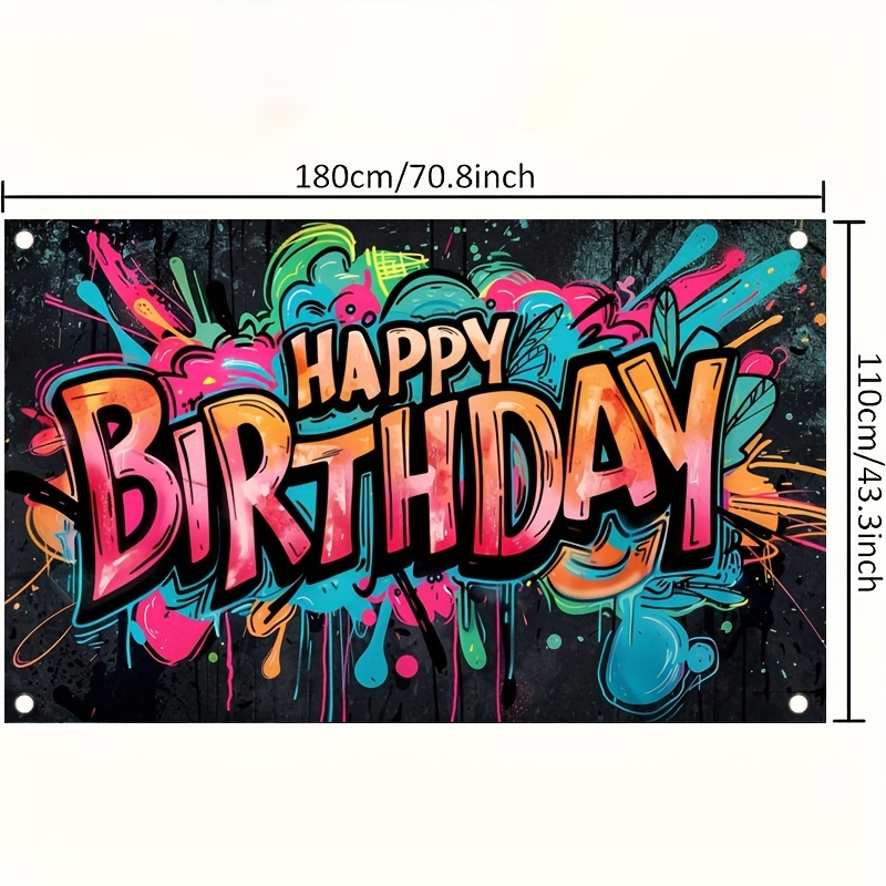 Geburtstags-Hintergrund „Happy 30th Birthday“ – 180 X 110 Cm, Vinyl, Graffiti-Stil, Für Party-Deko