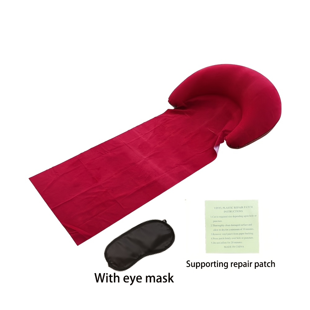 TEMU 1-person Inflatable Headrest Beach Mat Suitable For Outdoor Camping, Portable Foldable Suitable For Sunbathing, Picnic & Poolside Bed Pad With