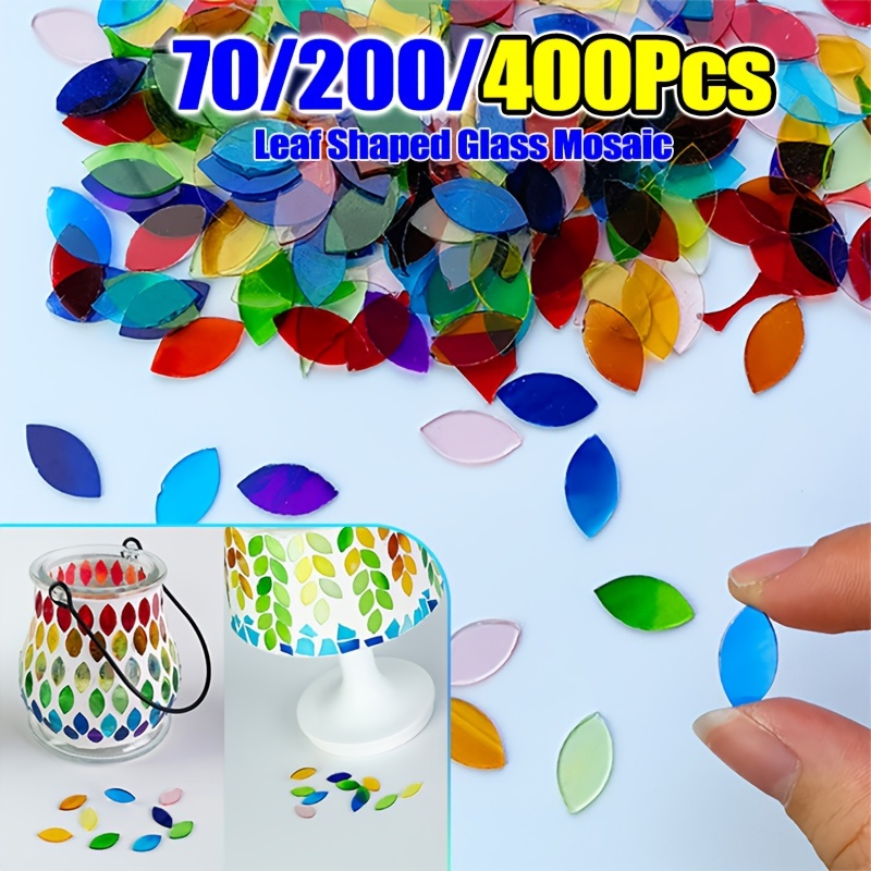 

70/200/400pcs Leaf-shaped Glass Mosaic Tiles - Diy Crafts, Lamps & , Diy Craft Materials