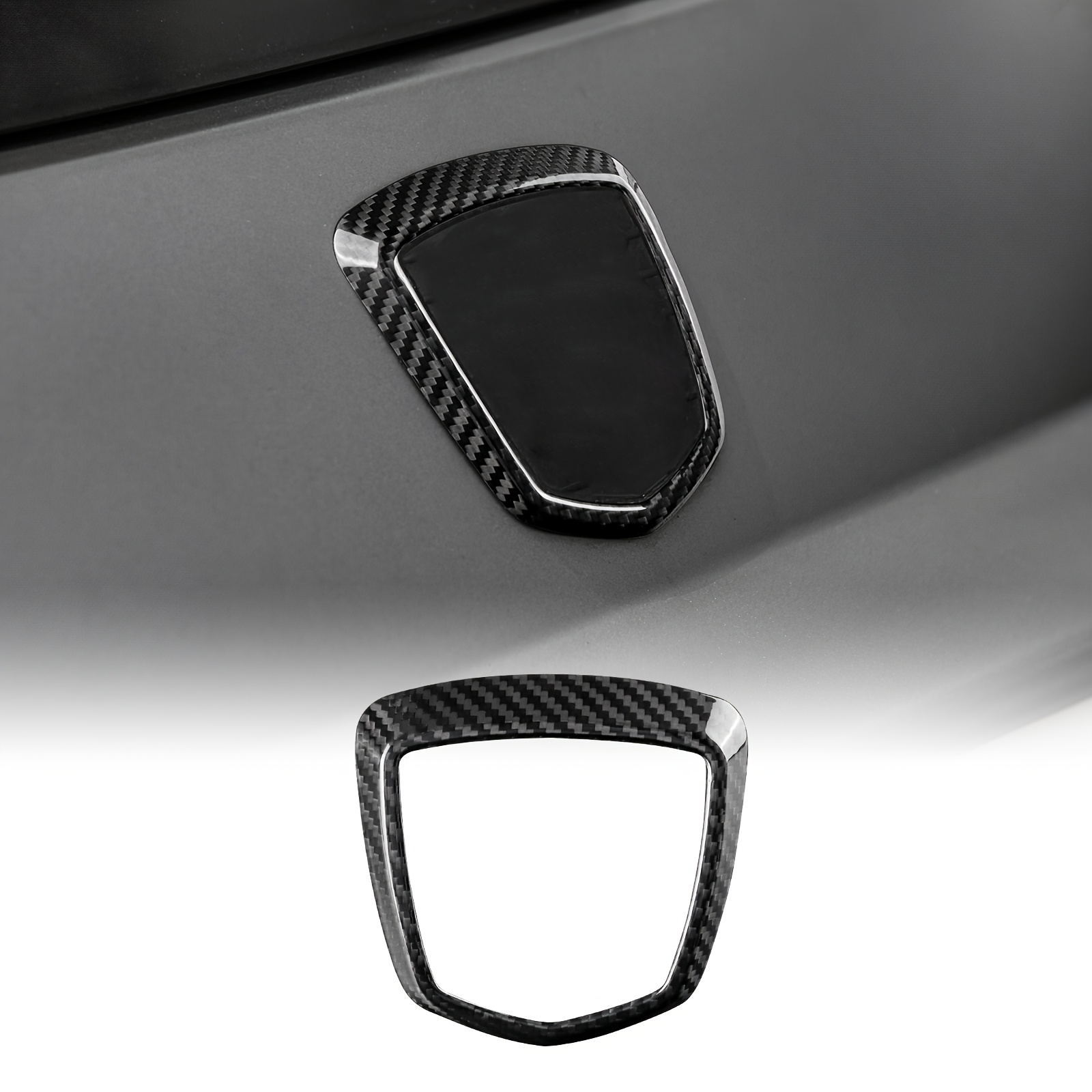 Image of Real Carbon Fiber-for Abarth 500(2008-2023)for Abarth 595(2008-2023) | Rear Emblem Frame, Black Hard Carbon Fiber, Upgraded Car Exterior, , Sporty Aesthetic Texture, Epoxy Resin Coating