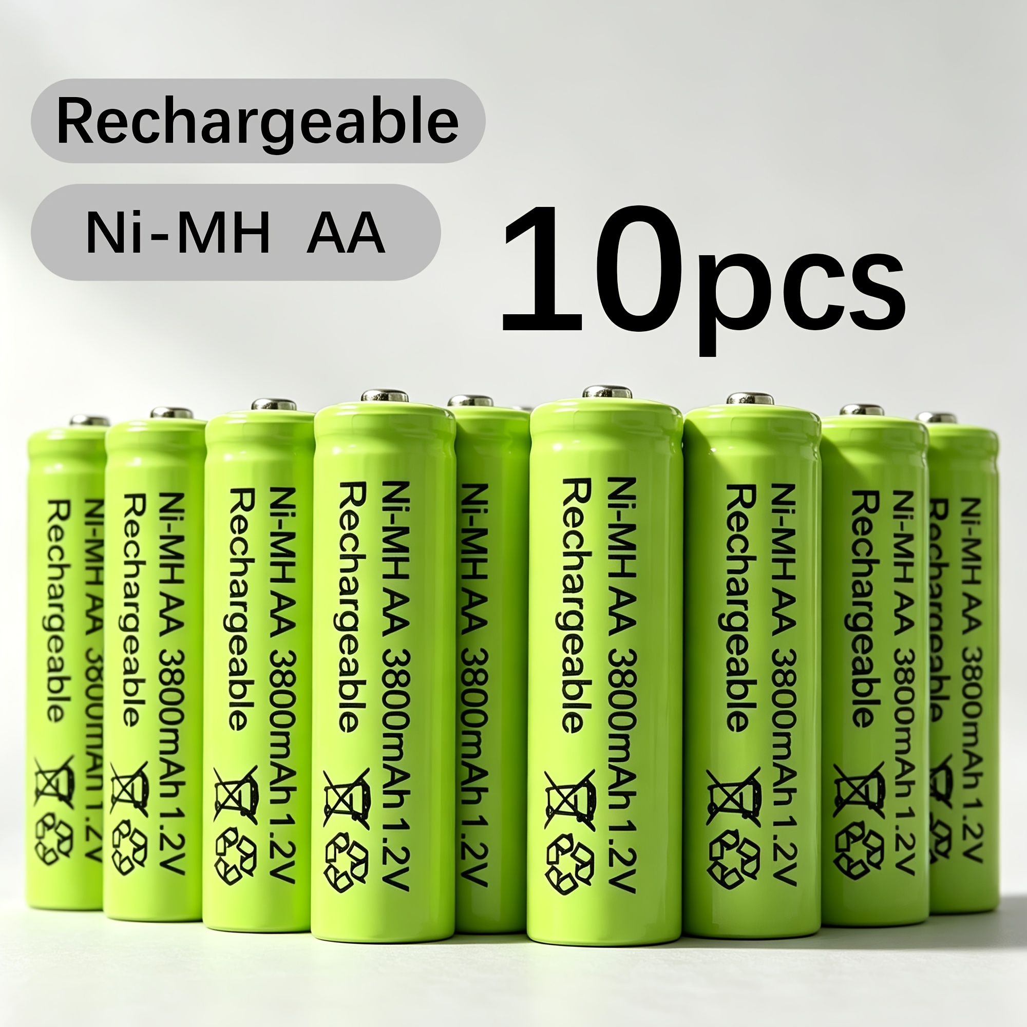 TEMU Aa Ni-mh Rechargeable Batteries 3800mah, 1.2v High Capacity 1.2v Nimh Double A Battery, Pre-charged Low Self- For Flashlights, Toys, Remote