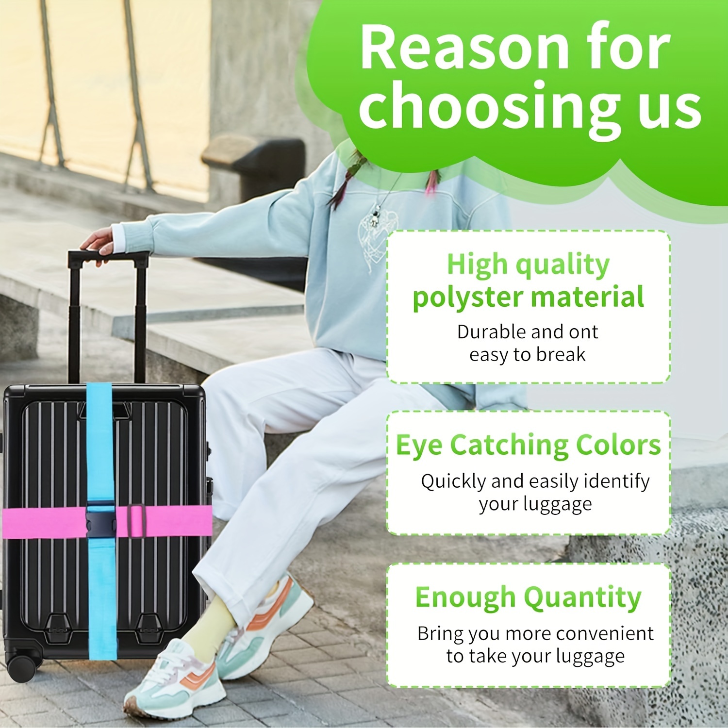 2 4 pack fashionable luggage straps adjustable travel accessory anti theft suitcase belt polyester spandex material   for   luggage sizes ideal for new year christmas gifts details 7