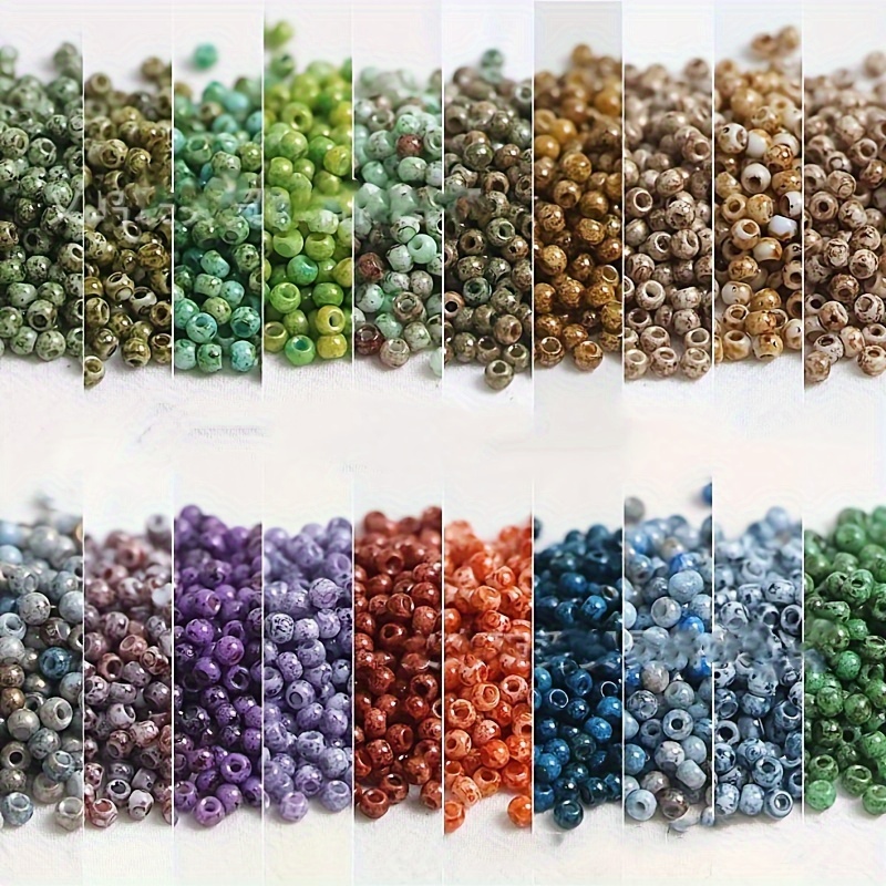 138pcs Picasso Colored Glass Rice Beads for DIY Jewelry