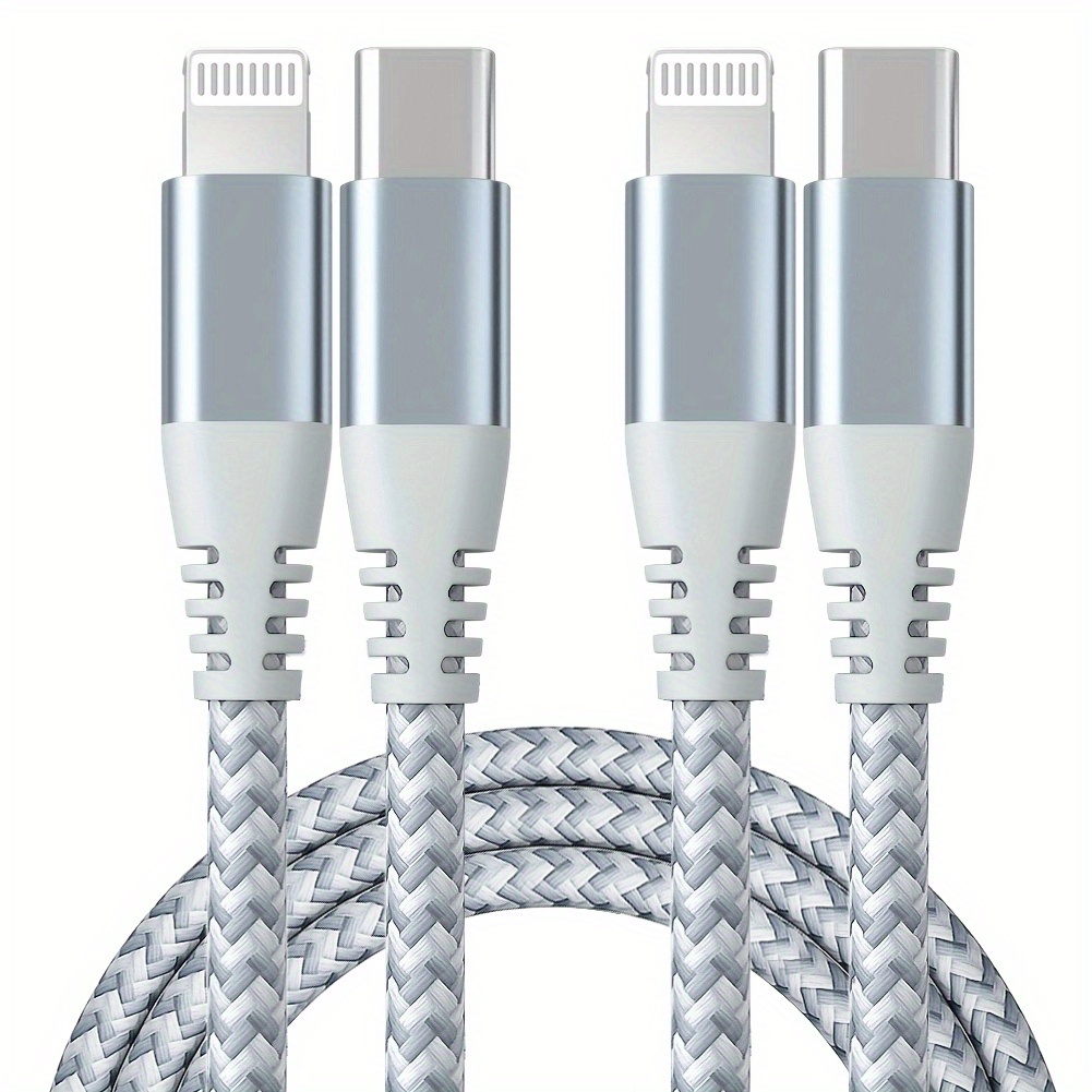 Image of 1pc/2pcs For Iphone Fast Cable, Durable, Nylon Braided Cord, Fast Charging & Data Transfer For Iphone 14/13/12/11 Pro Max Xr Xs X 8 7 6 Plus Se -free, 3ft-6ft-9ft- (black, Grey)