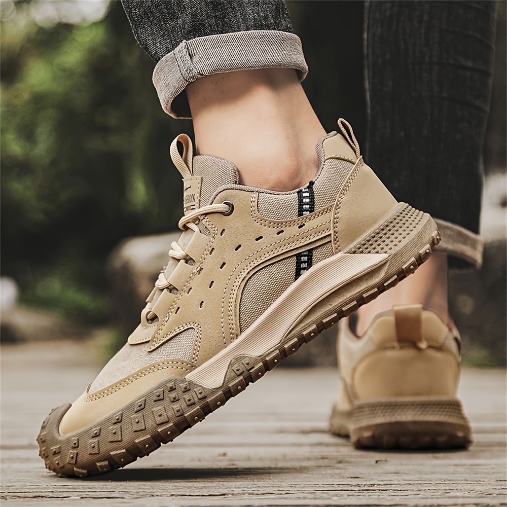 Men's New Fashion Trend Sneakers with Comfortable and Soft Inner Lining for Foot Protection, Upper with Lace-Up Design, Wear-Resistant Sole, Comfortable and Durable, Suitable for Outdoor Mountain Climbing, Work, Sports, and Casual Wear