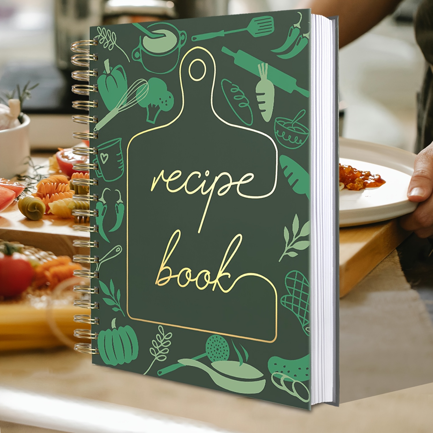 

1pc A4 Size Spiral-bound Blank Cookbook - 152 Pages, 146 Recipe Capacity, Waterproof Paper Cover, Elegant Design, Easy Recipe Journal