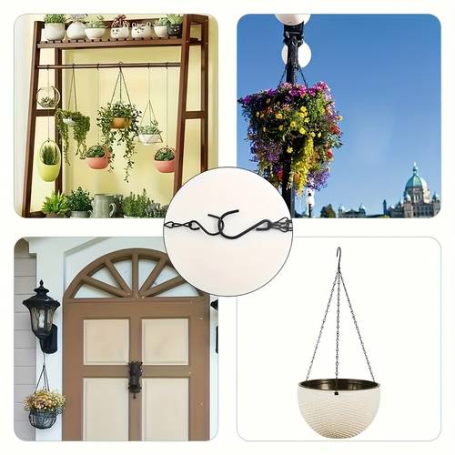 6 pack iron plant hangers with s hooks multifunctional metal chain hooks for garden pots and baskets suitable for outdoor and indoor use