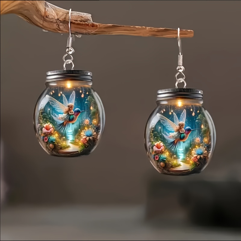 

Elf And Hummingbird Acrylic Pendant Earrings - Lightweight, Fashion Accessories For Christmas, Valentine's Day, Birthdays, Style, More