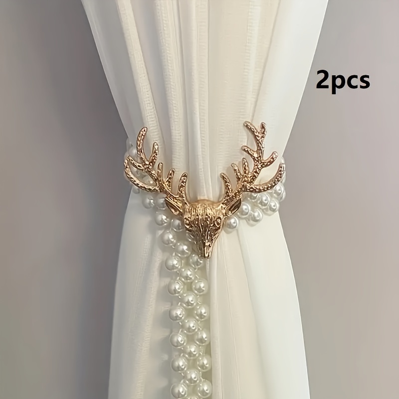 TEMU [] 2pcs Elk & Curtain Tiebacks - Adjustable Rope Holders For Drapes And Curtains, For Bedroom &