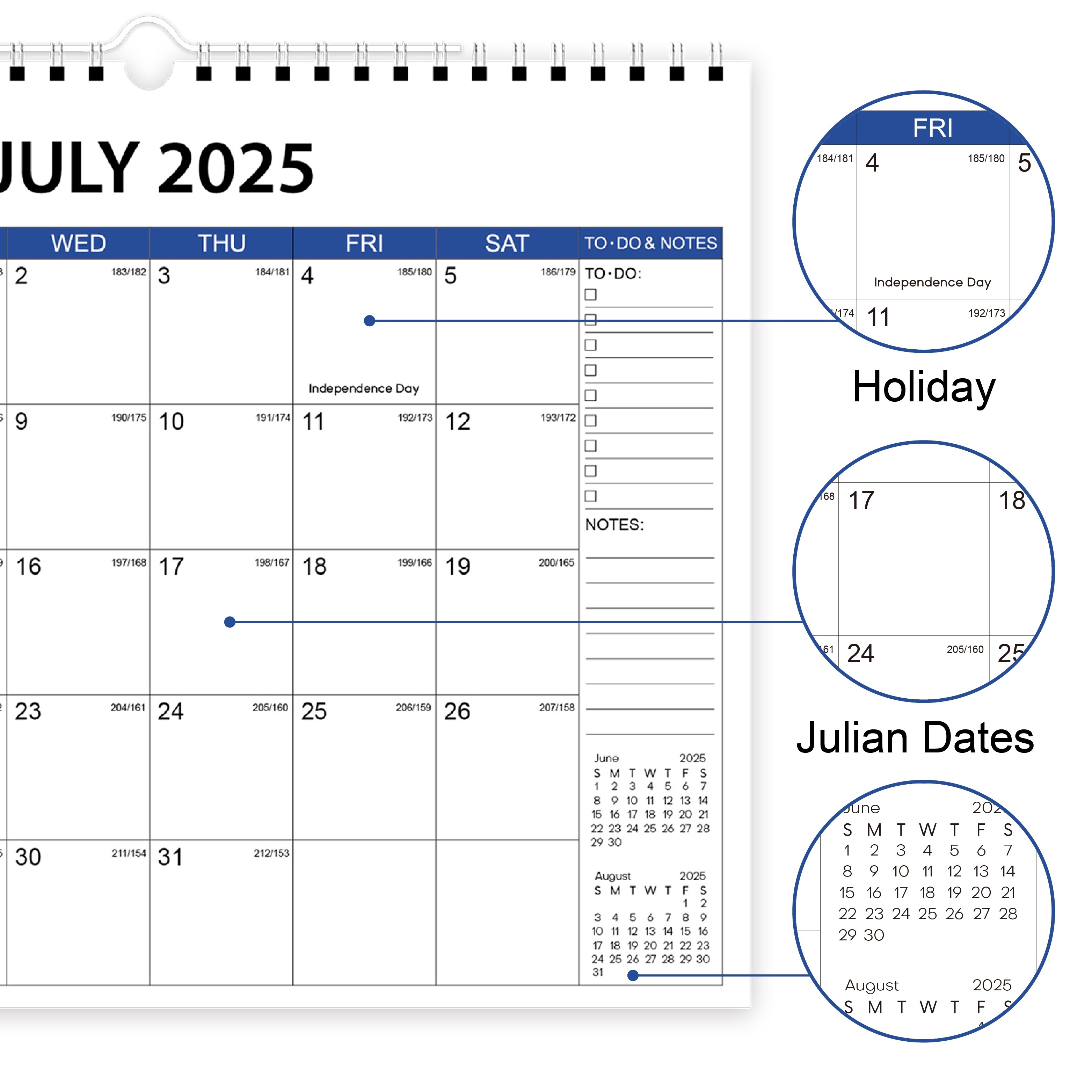 18-Month Wall Calendar July 2025 - December 2026, Spiral Bound, 13 X 9.6 Inches For Home Or Office
