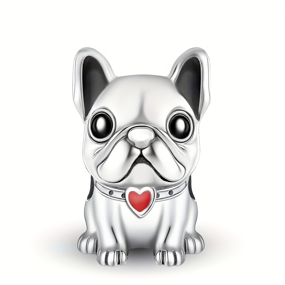 Image of 1pc Cute Bulldog Puppy Diy Beads, 925 Silver Plated Beads Suitable For Bracelet Bangles, Jewelry Making Accessories Birthday Valentine's Day Mother's Day Christmas Gifts For Women, Best For Christmas