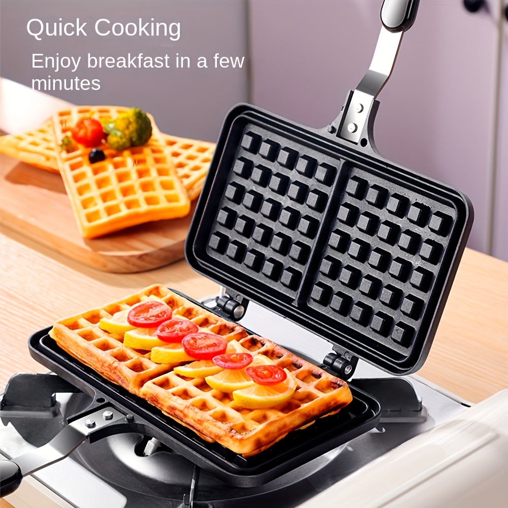 

Double-sided Waffle Maker, Easy To , Portable Stovetop Aluminum Waffle For Family Breakfast Baking.