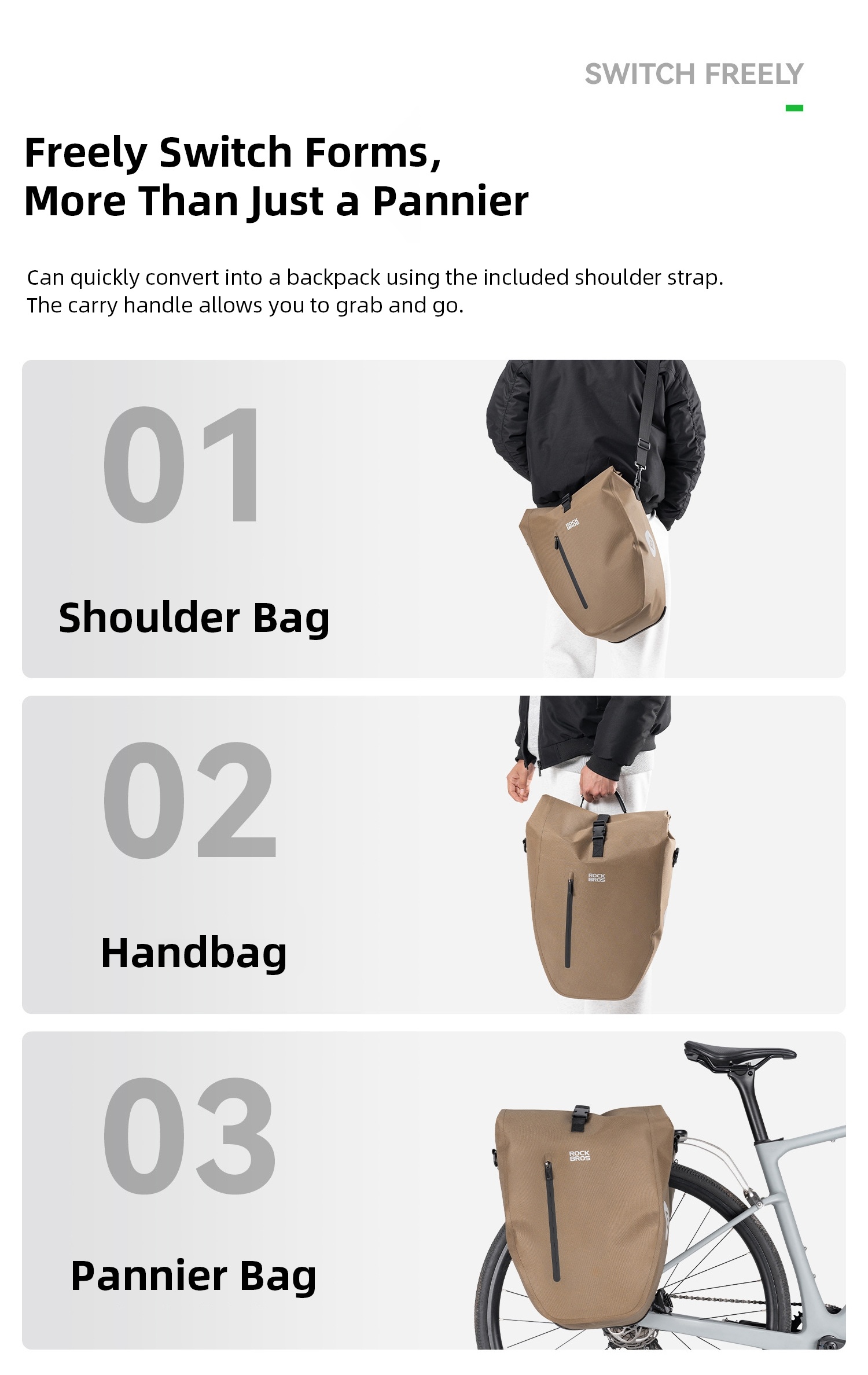 Waterproof Bike Pannier Bag 20L Big Capacity Bicycle Rear Rack Bag Shoulder Bag Handbag Travel Cycling Accessories
