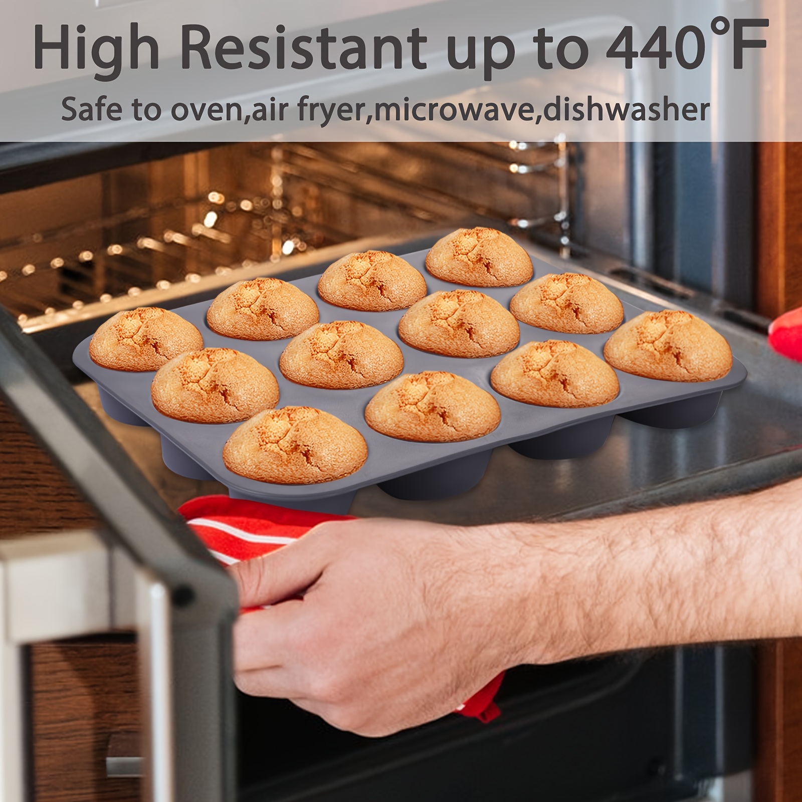 12 silicone muffin pan non stick molds bread tarts bpa free Temu