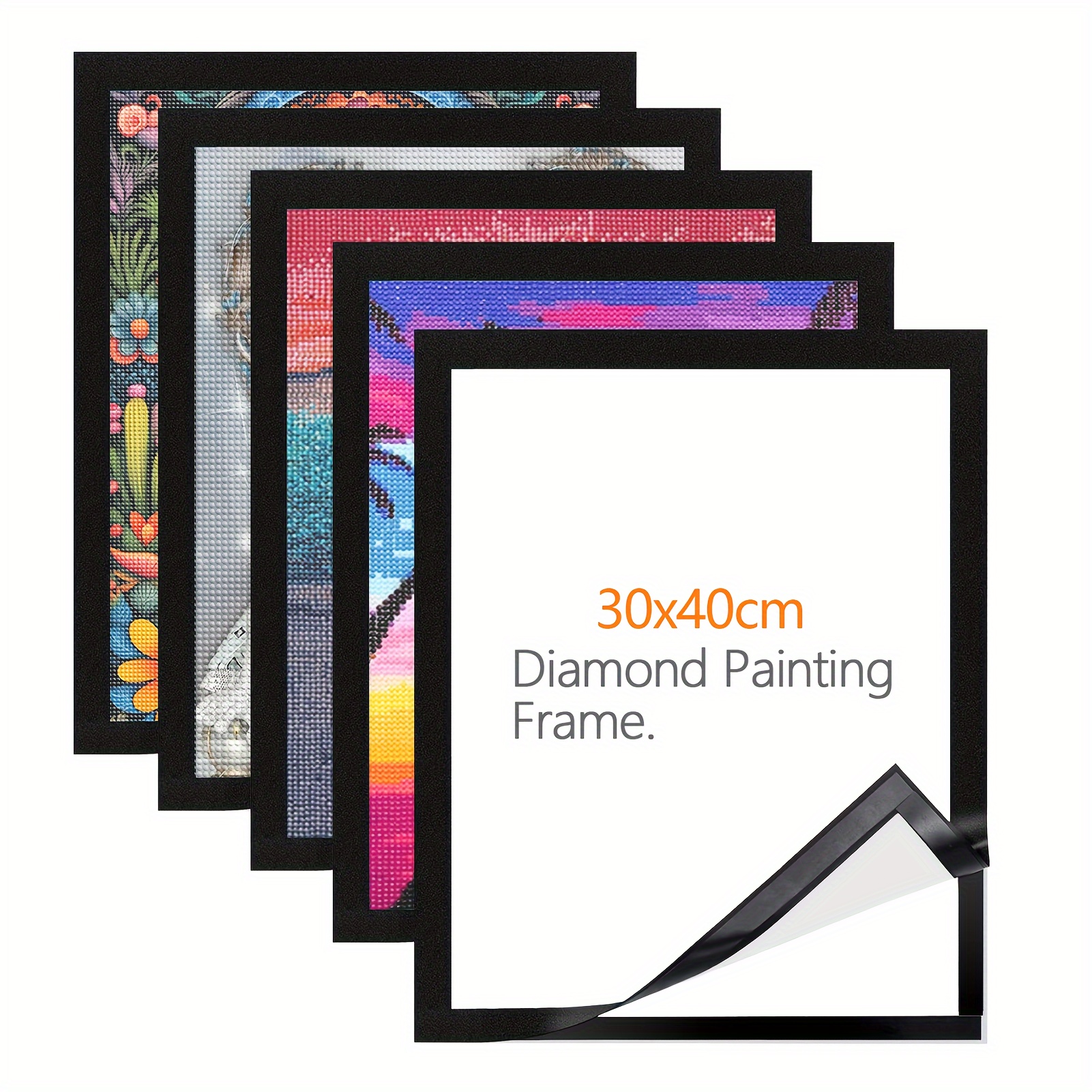 

Set Of 6 Vibrant Diamond Painting Frames, 12x16in (30x40cm) - Self-adhesive & Magnetic, Fits 10x14" Artwork, For Wall, Door & Window Display - Ideal Gift, Diamond Art