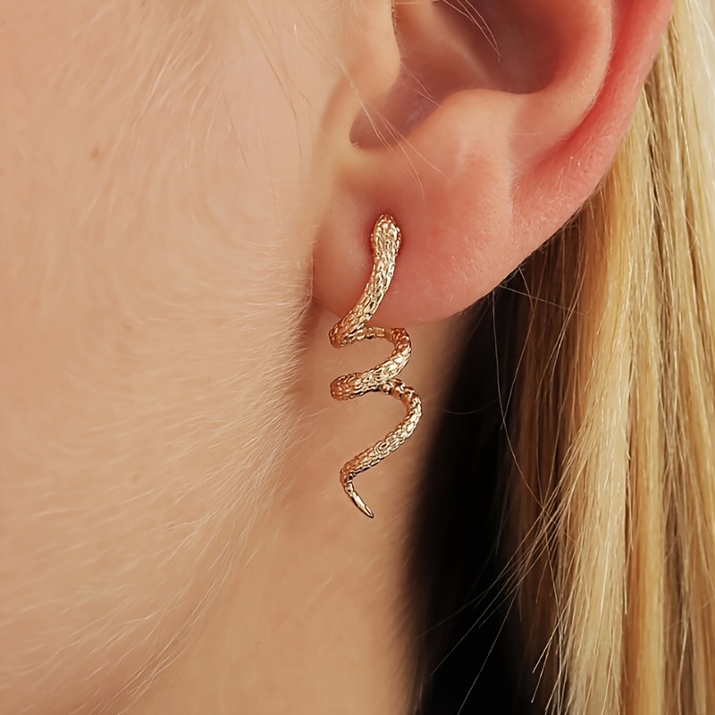 2pcs/set Fashionable Exquisite Twisted Snake-shaped Women's Stud Earrings Suitable For Women's Festival Wear
