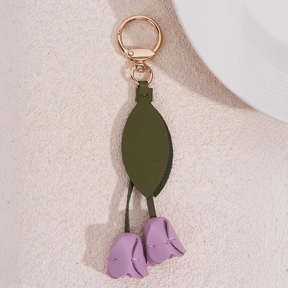 TEMU Ciondolo Retro Tulip PU, Portachiavi a Forma Facile da , Charm per Borsa da Pendolare a Tutti, Borsa da Donna , Decorazione Portachiavi, Piccolo