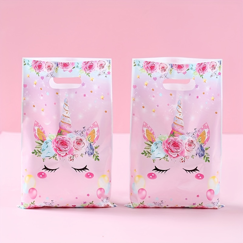 

10/25/50pcs, Pink Unicorn Candy Bags, 16.5*25cm, Unicorn Theme Birthday Packing Bags For Guests, Wedding, Shower Supplies Plastic Handheld Gift Bag, Bridal Shower Party Favors Packing Bags