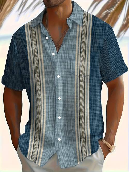 striped short sleeve lapel shirt breathable relaxed casual button up for summer daily wear vacation resorts and outdoor activities