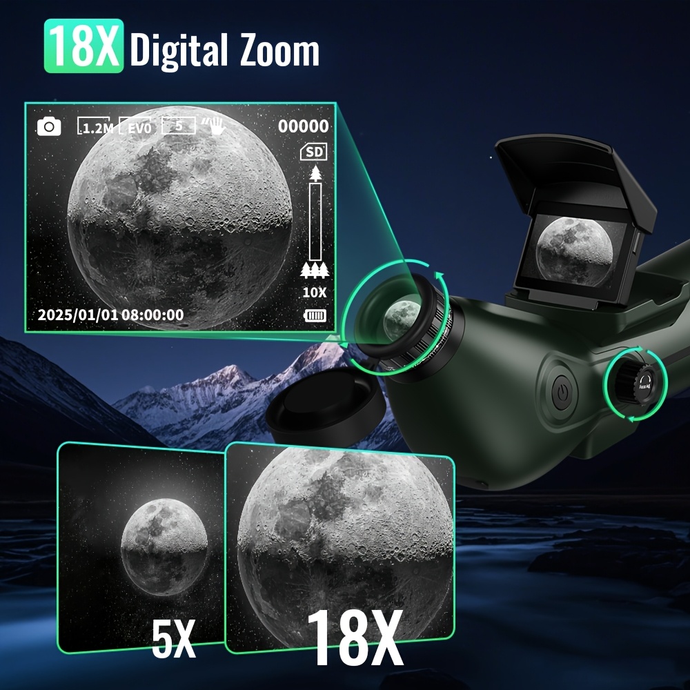 Smart Telescope with 4K Camera & Auto-Focus Refractor Telescope Suitable for Adults and Beginners, Portable Electronic Telescope with Internal/External Dual Screens, High Power Magnification for Stargazing, Astrophotography Camera System