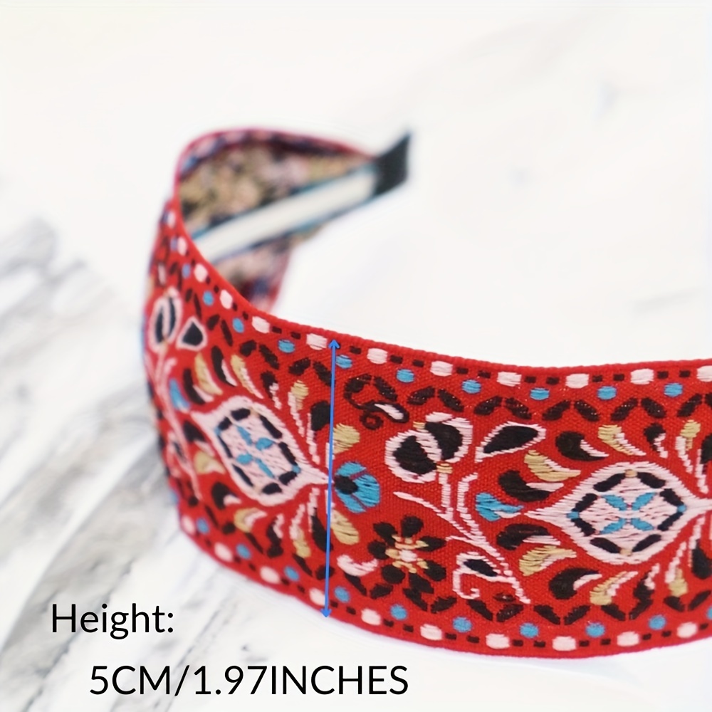 Bohemian Red Headband with Floral Accent Drokit Red Daisy Flower Headband - Boho Floral Wreath for  main image 3