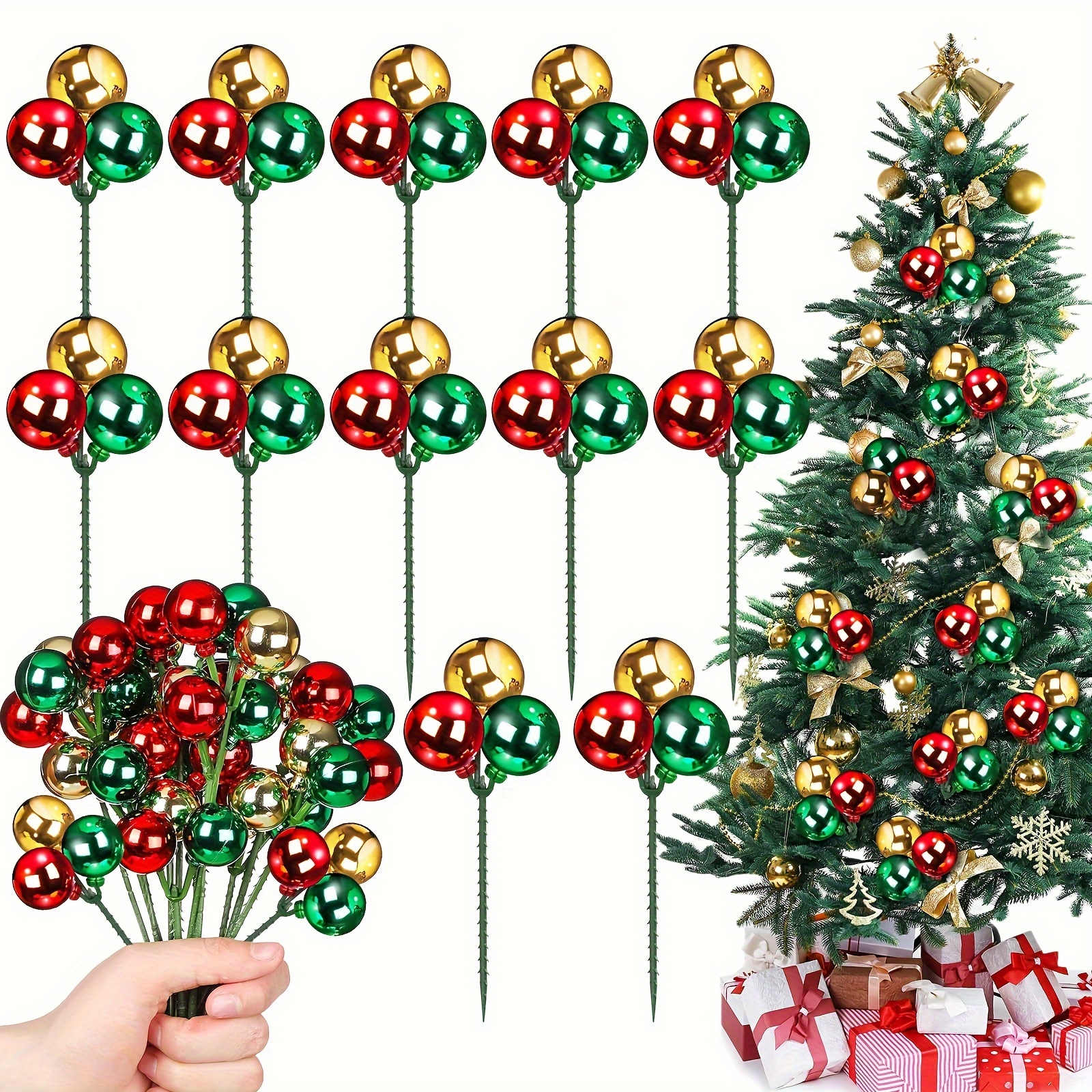 

12pcs Christmas Tree Set - Shatterproof Red, & For Hanging - For , Vase Fillers & Wreath Crafts