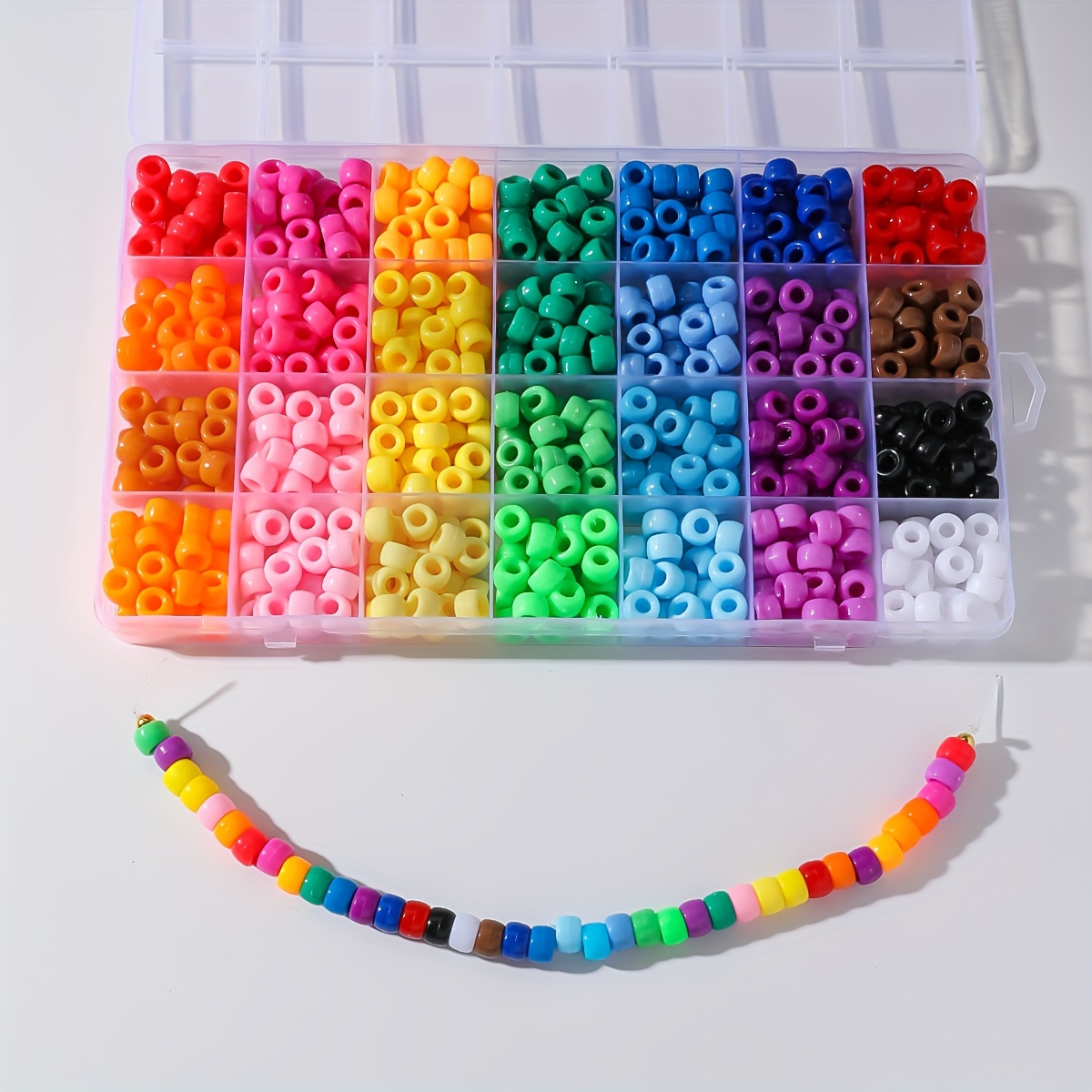 

700-piece Acrylic Beads Assortment - 6x9mm Colorful Bead Kit With Large Hole For Jewelry Making, Bracelets, Necklaces, Keychains, Crafts - 28 Variety Colors