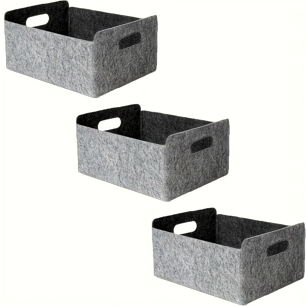TEMU 3pcs Foldable Felt Storage Baskets, Large-capacity Multi-functional Organizing Baskets, Suitable For Clothes, Towels,, Sundries, And Bathroom
