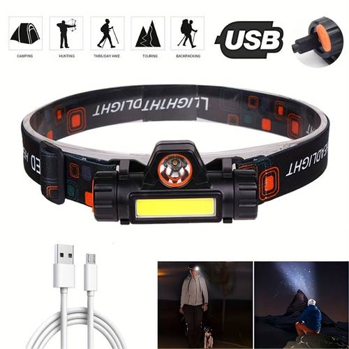rechargeable with cob lightweight adjustable for outdoor camping emergency searchlight