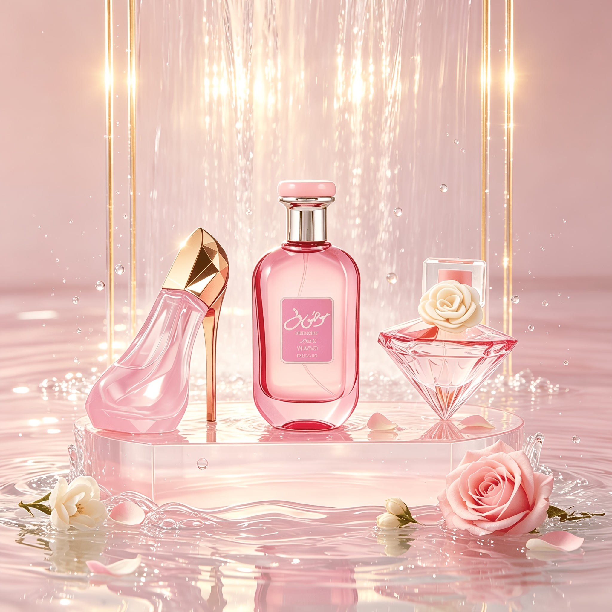Image of 3pcs Women Pink High Heel Perfume Set, Mixed Floral Fruity Scent, Long Lasting Light Fragrance, Gift Box For Dating Birthday Valentine's Day