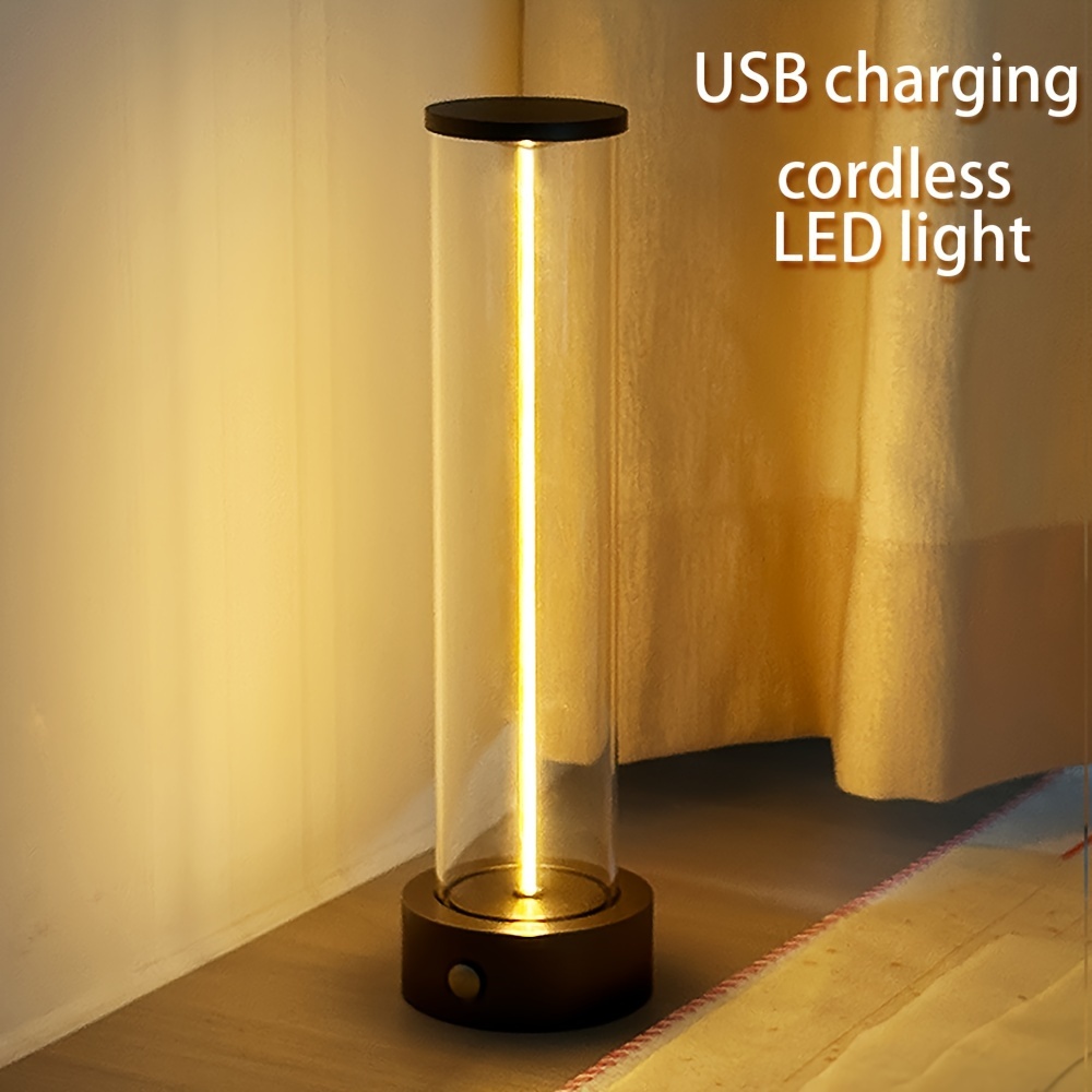

Lampe de table sans fil LED rechargeable 1pc - Lampe de bureau tactile avec port de chargement USB pour chambre à coucher, restaurant, bar et lecture d'étude! Veilleuse extérieure