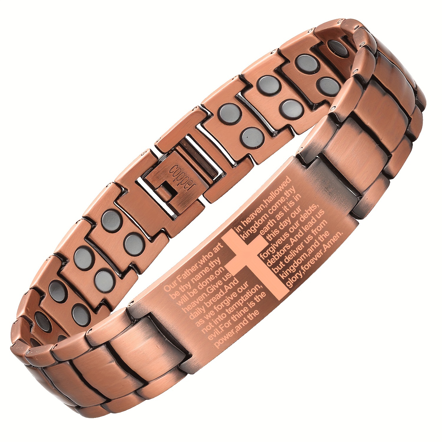 Men's Copper Cross Magnetic Bracelet with Adjustable Tool
