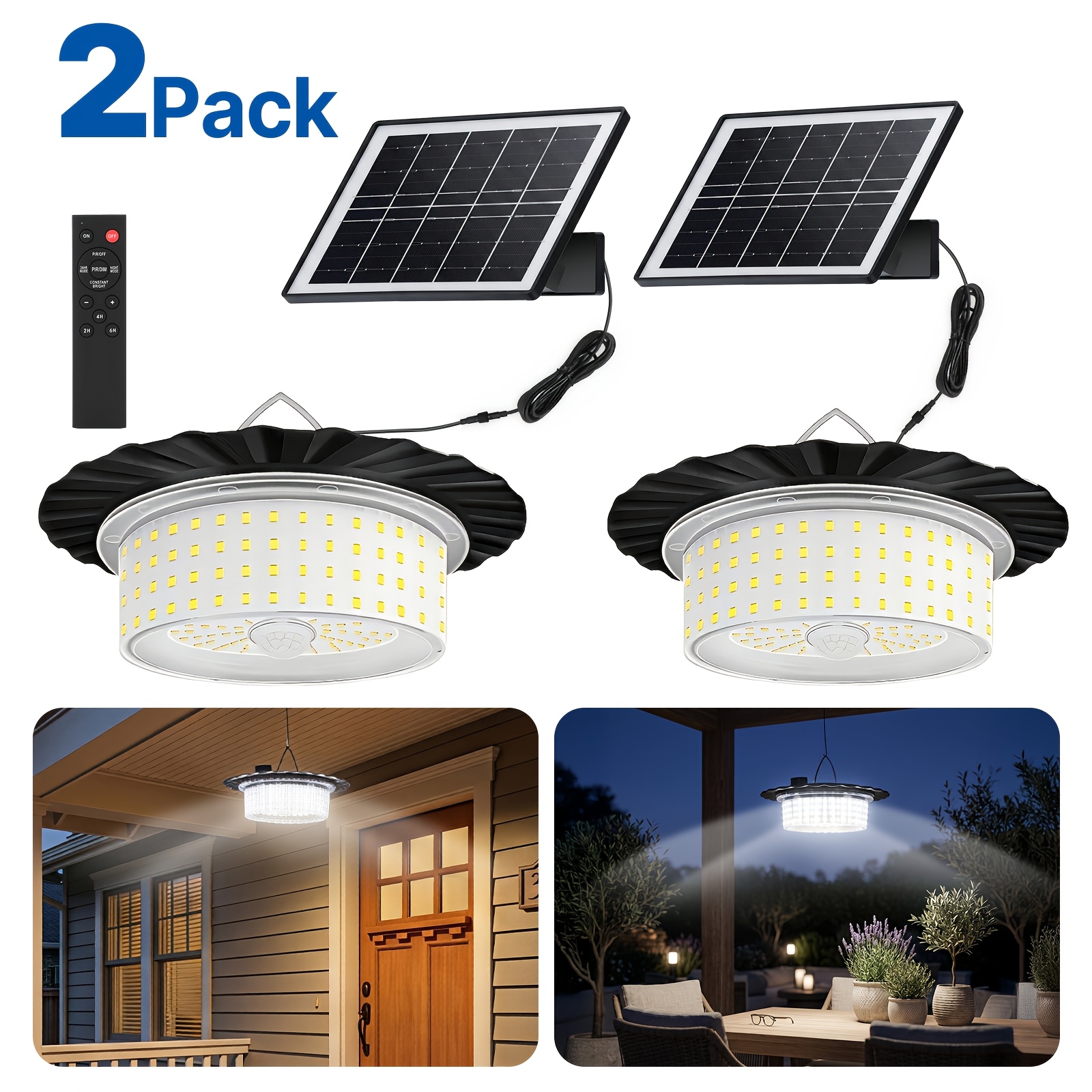 TEMU 1/2pack Solar Pendant Lights With Separate Panel, Solar Outdoor, Large Capacity Battery For Whole Night Lighting, 5m Long , Hanging Solar Lamp