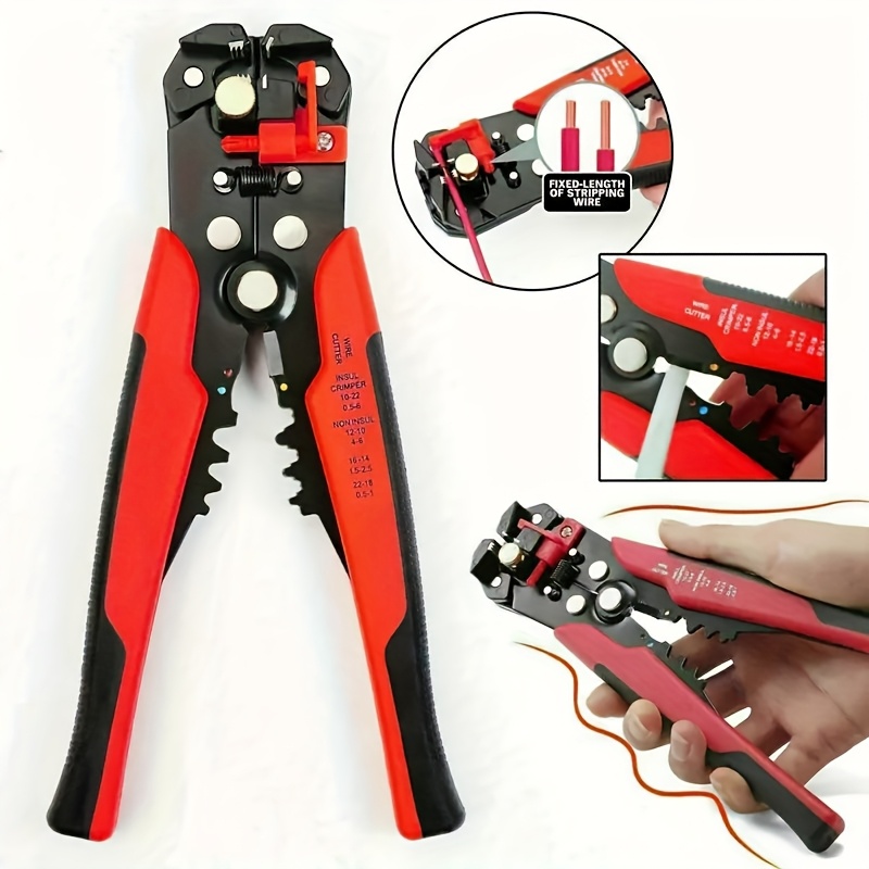 tz1   3 in 1 electrician crimping shears with wire   terminal connectors reinforced   ergonomic red black handles adjustable settings for 14 6 awg wires ideal for electricians diy projects electrician tools wire   ergonomic handle   construction electrical work tools multifunctional pliers   tool electrical contractors