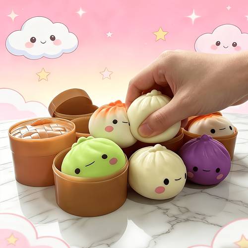 this set of four color cute mini buns is soft and are an toy gift for friends and a for kids on festivals or birthdays random color