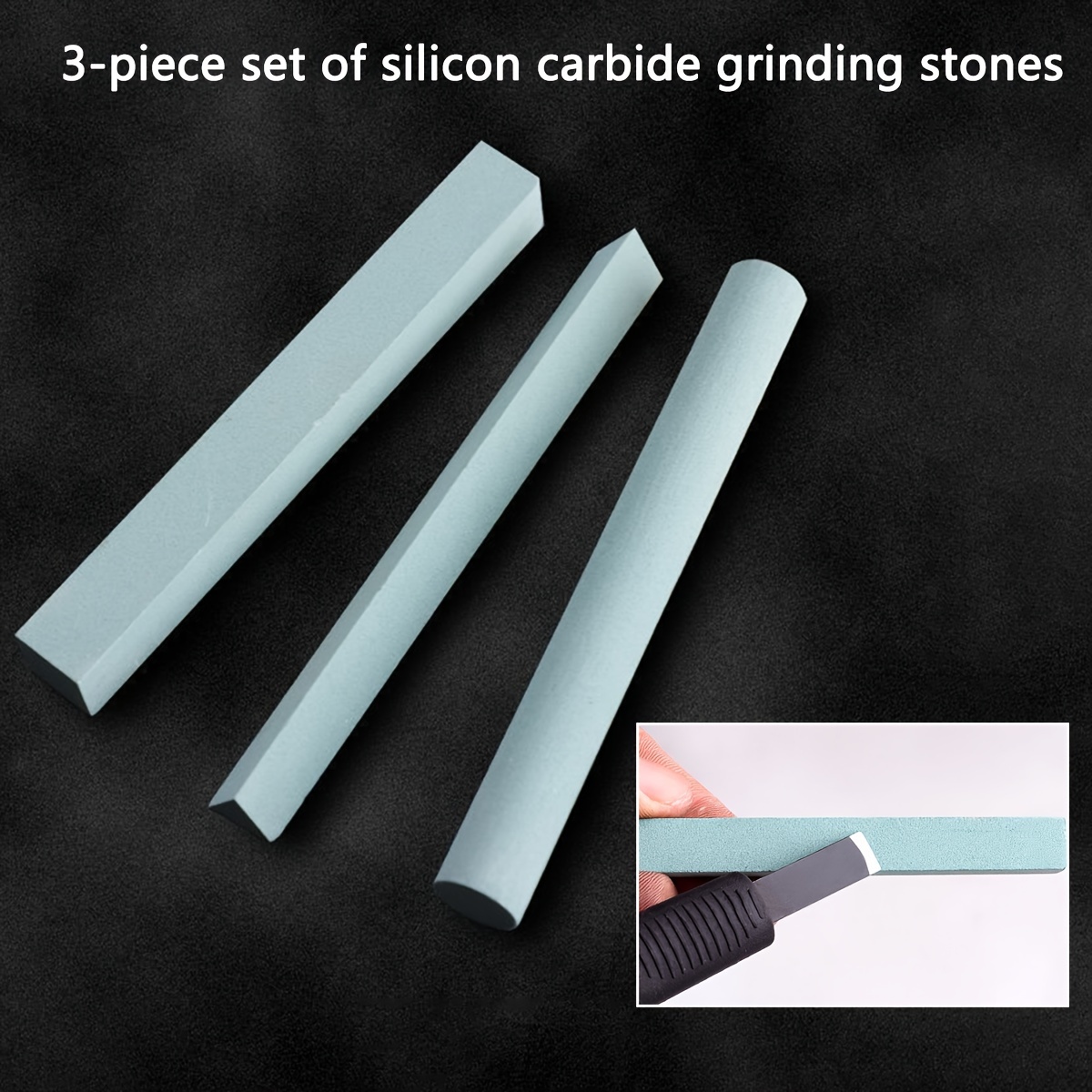 

Silicon Carbide Sharpening Stone Set, 3-piece | Professional Grade Dressing Tools For Shaping And Grinding | Versatile Grit Oilstones For Chisels, Gouges, And Metal Blades | Variety Of Shapes