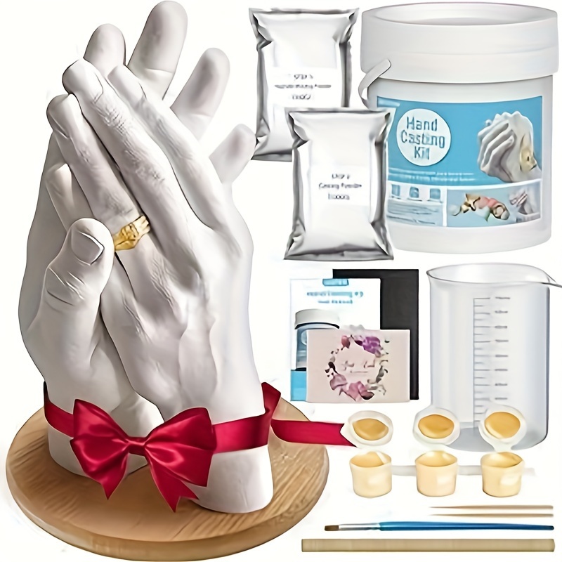 

Janchun Diy Hand Casting Kit For Couples - Complete Set With Plaster Mold, Base, Paints & More - Ideal For Anniversaries, Weddings & - , Safe &