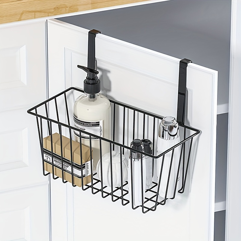 

1pc Universal Wall-mounted Door Back Storage Basket With 2 Colors & Styles - Bathrooms, Kitchens, & More