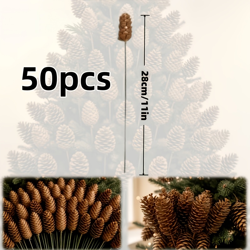 TEMU 50pcs Artificial Pinecones, Christmas Wreaths, Bouquets, Wedding And Home Party Decorations, Pe Pinecones, Christmas Home Decor, Artificial
