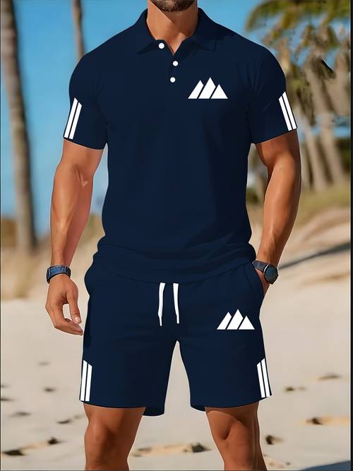 mens lightweight golf shirt short sleeve set men quick dry moisture wicking hiking summer 2pcs outfit travel portable summer wear