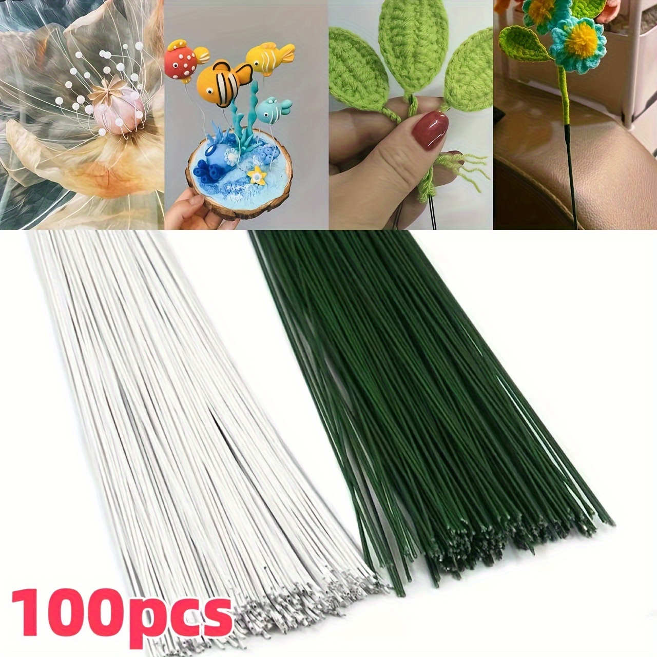 

de tiges de fleurs en fil de fer métallique recouvert les DIY et les arrangements floraux, 0,7 mm épais, flexibles les bouquets de fleurs artificielles et les de